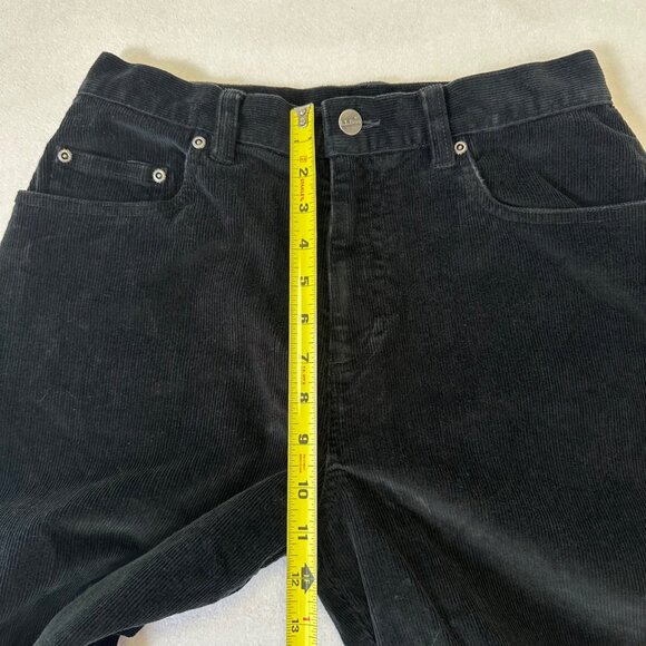 LL Bean Womens High Waisted Corduroy Straight Leg Vtg 90s Pants Size 12 Black - Picture 8 of 12